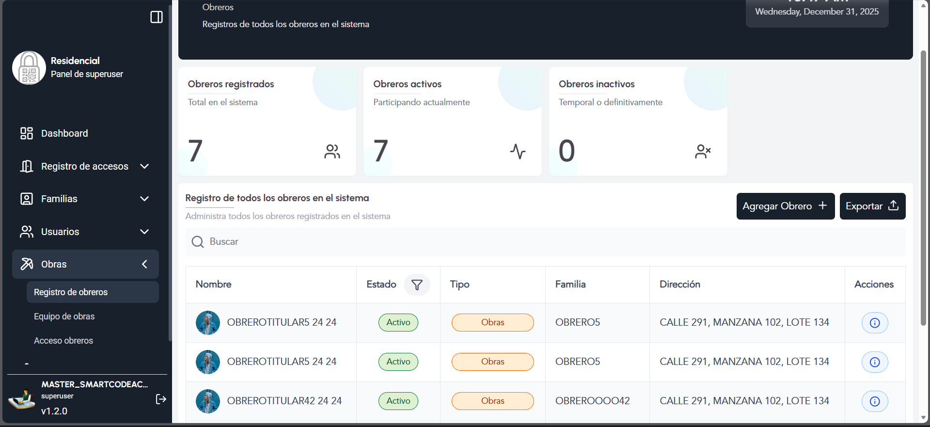 Plataforma Residencial SCA - Interfaz móvil